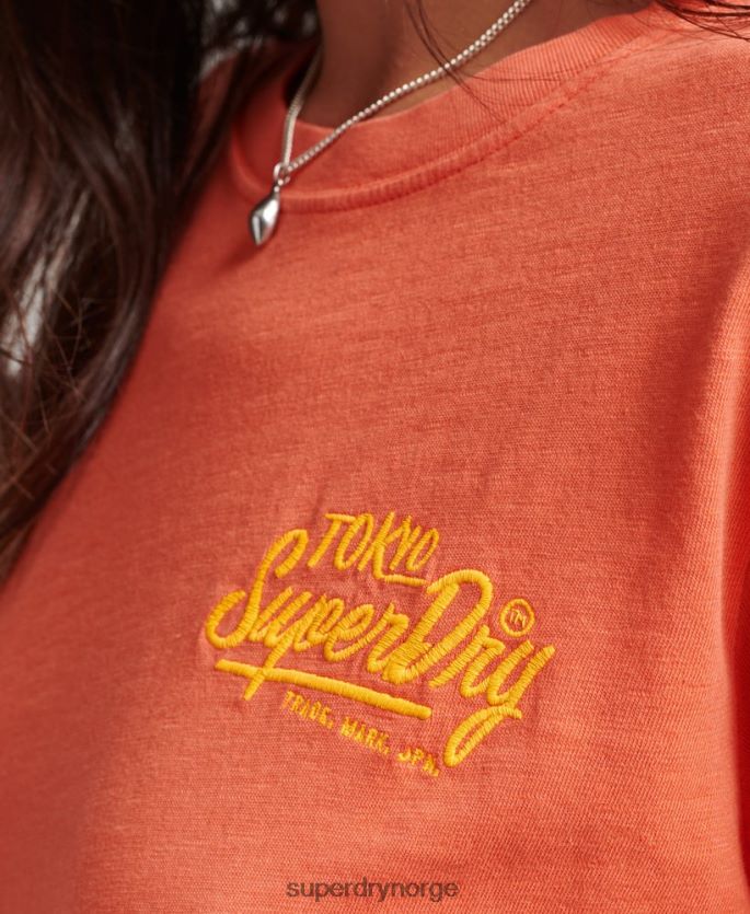 Superdry korall klær 86P46D2770 script stil neon t-skjorte kvinner