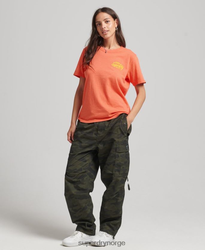 Superdry korall klær 86P46D2770 script stil neon t-skjorte kvinner