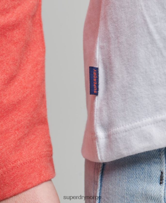 Superdry korall klær 86P46D6658 vintage baseball langermet topp i økologisk bomull kvinner