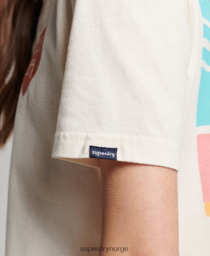 Superdry krem klær 86P46D2147 vintage cali cutout t-skjorte kvinner