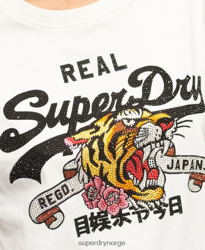 Superdry krem klær 86P46D2157 vintage logo narrativ t-skjorte kvinner