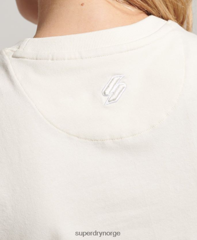 Superdry krem klær 86P46D2232 kodegrafisk brodert liten t-skjorte kvinner