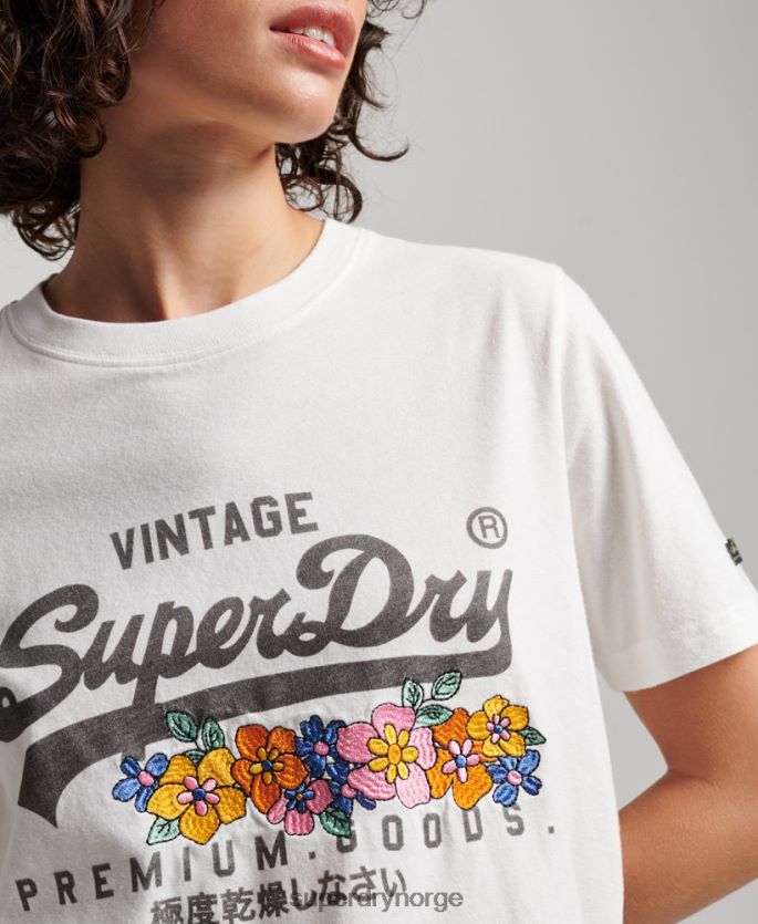 Superdry krem klær 86P46D2684 vintage logo premium blomstert-skjorte kvinner