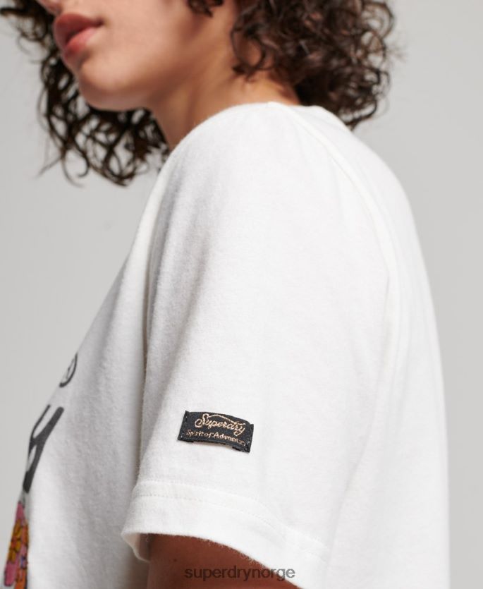 Superdry krem klær 86P46D2684 vintage logo premium blomstert-skjorte kvinner