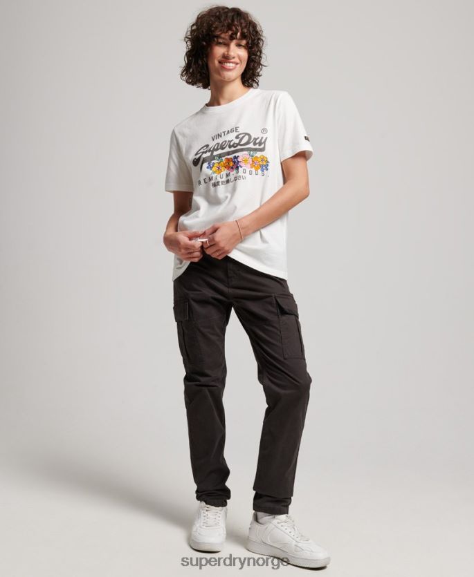 Superdry krem klær 86P46D2684 vintage logo premium blomstert-skjorte kvinner