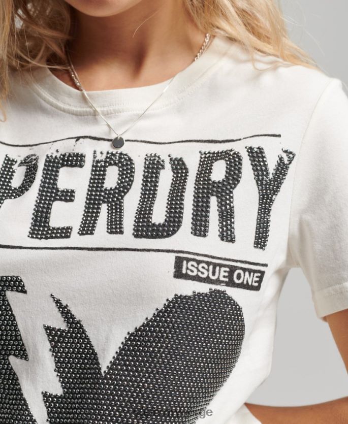 Superdry krem klær 86P46D2704 lo-fi plakat t-skjorte kvinner