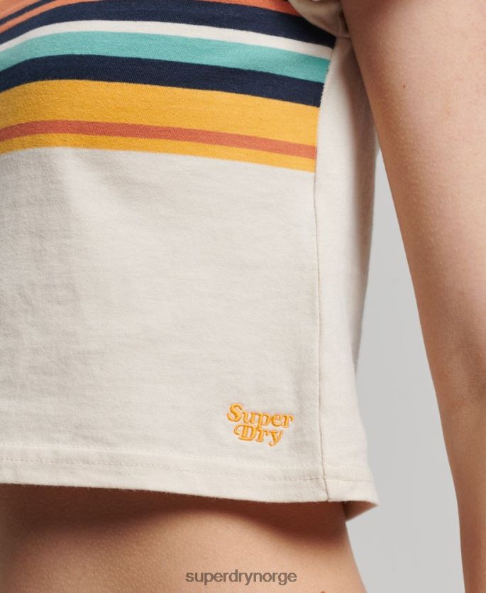 Superdry krem klær 86P46D2705 vintage stripe t-skjorte kvinner