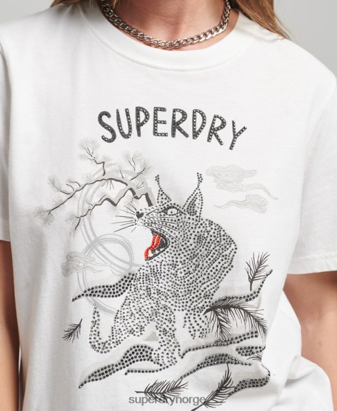 Superdry krem klær 86P46D2732 suika grafisk t-skjorte kvinner