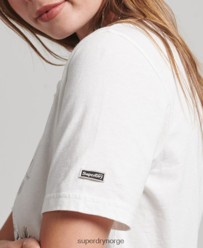 Superdry krem klær 86P46D2732 suika grafisk t-skjorte kvinner