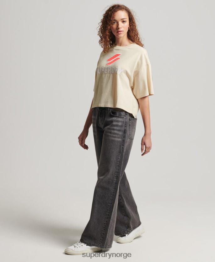 Superdry krem klær 86P46D2776 kode stablet boxy t-skjorte kvinner