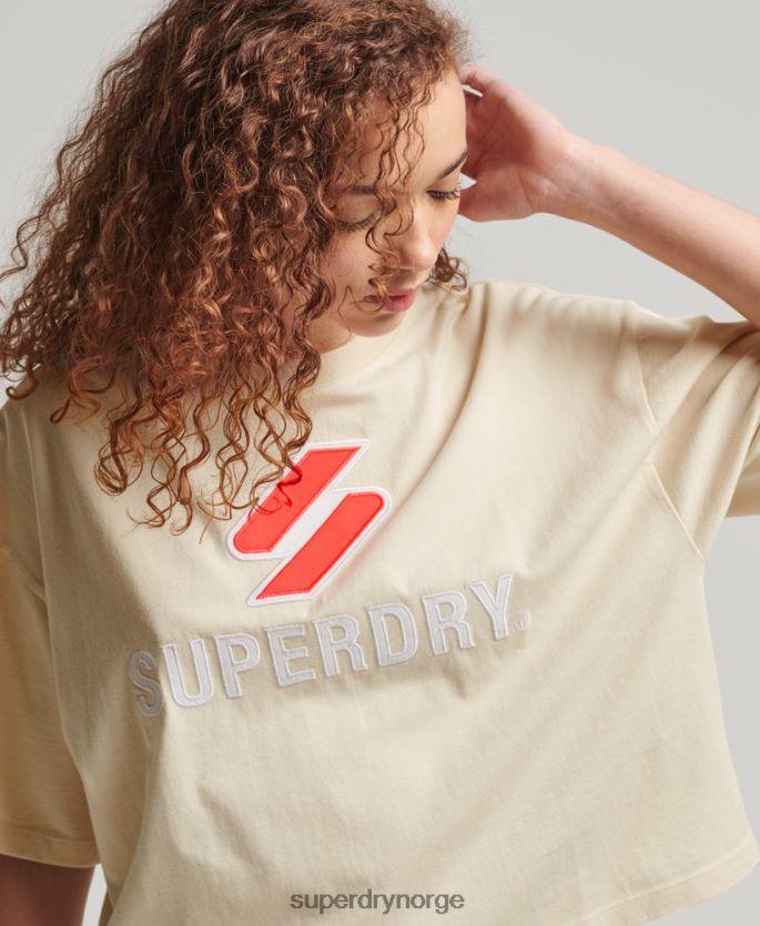 Superdry krem klær 86P46D2776 kode stablet boxy t-skjorte kvinner