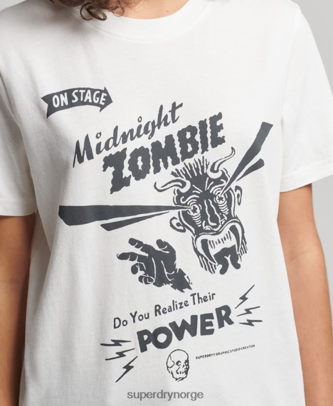 Superdry krem klær 86P46D2812 vintage kryssende linjer t-skjorte kvinner