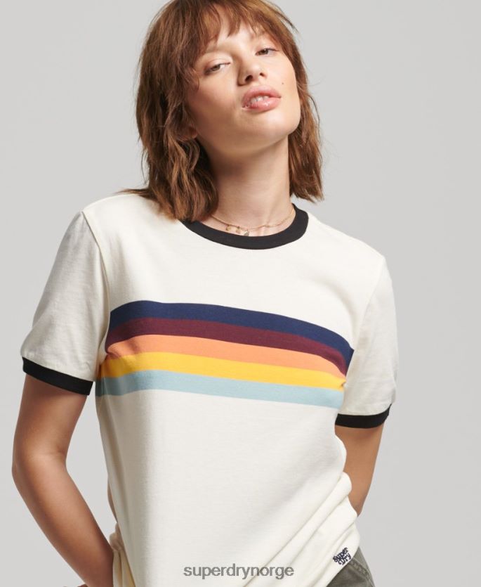 Superdry krem klær 86P46D2820 cali stripe ringer t-skjorte kvinner