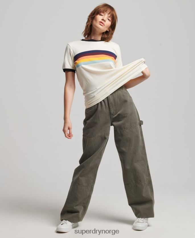 Superdry krem klær 86P46D2820 cali stripe ringer t-skjorte kvinner