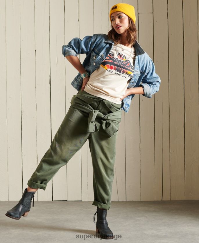 Superdry krem klær 86P46D2822 vintage regnbue-logo-t-skjorte kvinner