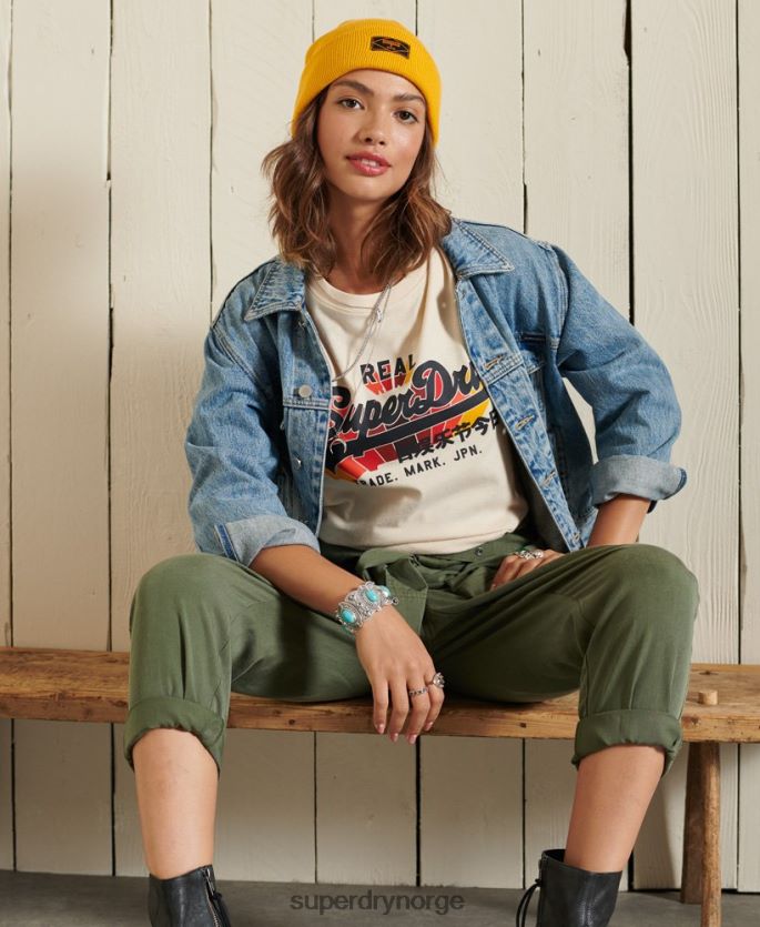 Superdry krem klær 86P46D2822 vintage regnbue-logo-t-skjorte kvinner