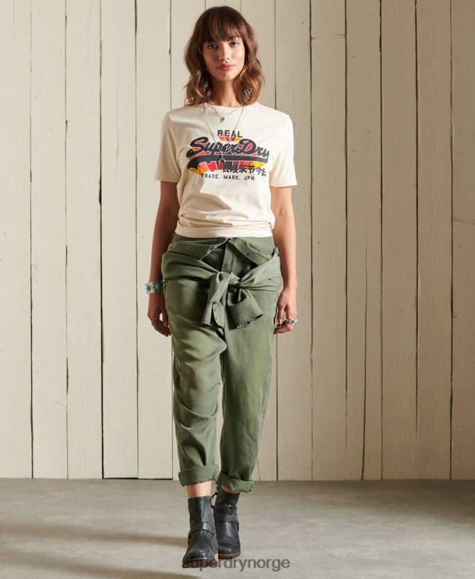 Superdry krem klær 86P46D2822 vintage regnbue-logo-t-skjorte kvinner