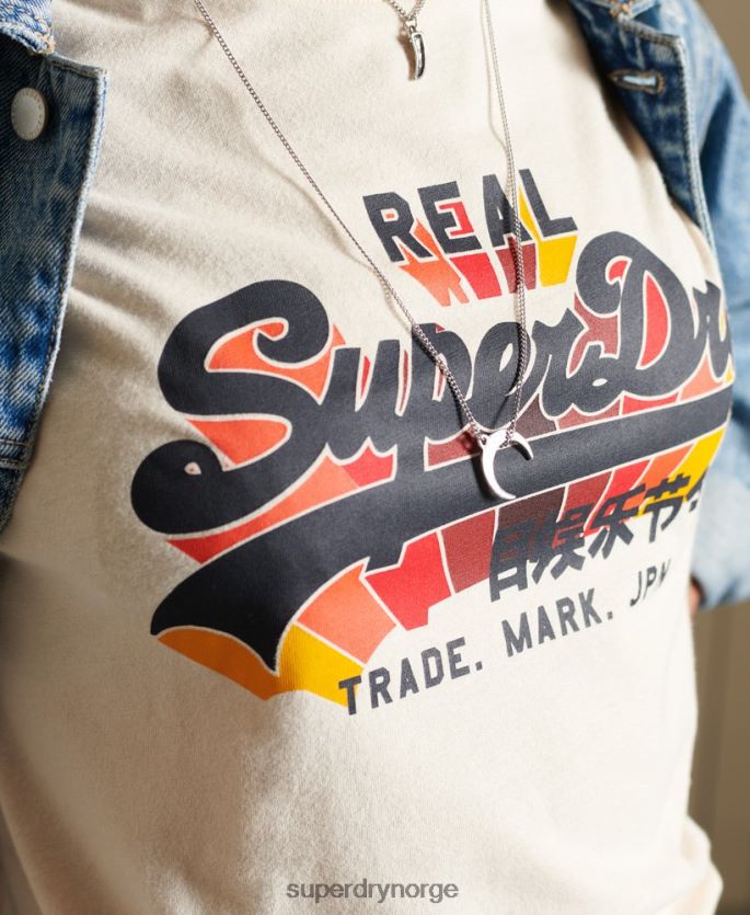 Superdry krem klær 86P46D2822 vintage regnbue-logo-t-skjorte kvinner