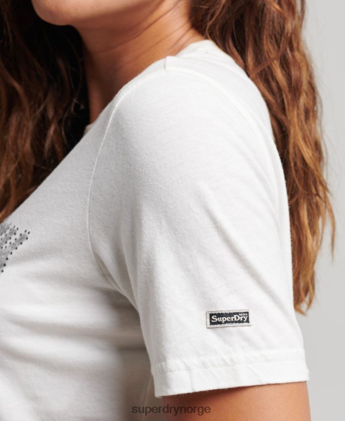 Superdry krem klær 86P46D6188 utsmykket grafisk logo t-skjorte kvinner