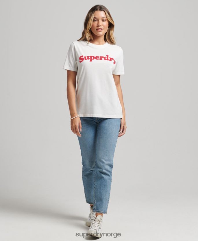 Superdry krem klær 86P46D6204 cooper klassisk t-skjorte med logo fra 70-tallet kvinner