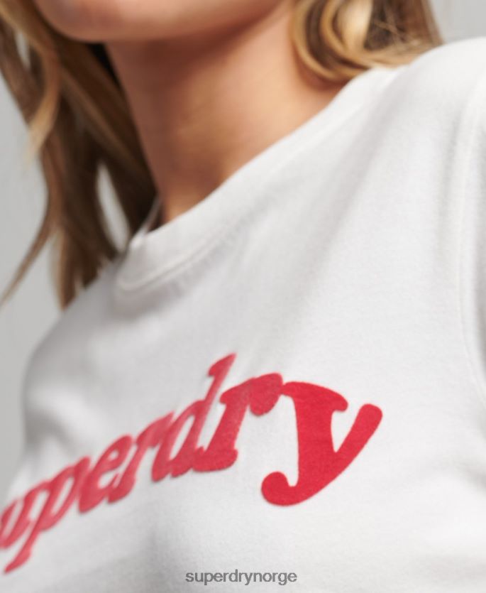 Superdry krem klær 86P46D6204 cooper klassisk t-skjorte med logo fra 70-tallet kvinner