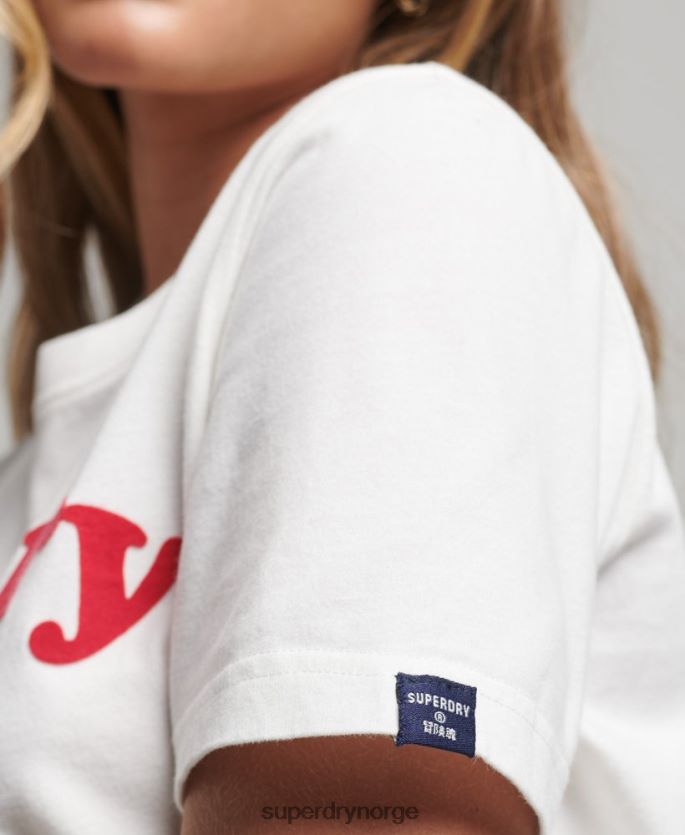 Superdry krem klær 86P46D6204 cooper klassisk t-skjorte med logo fra 70-tallet kvinner