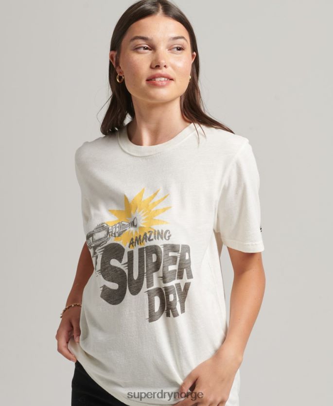Superdry krem klær 86P46D6221 vintage indie t-skjorte kvinner