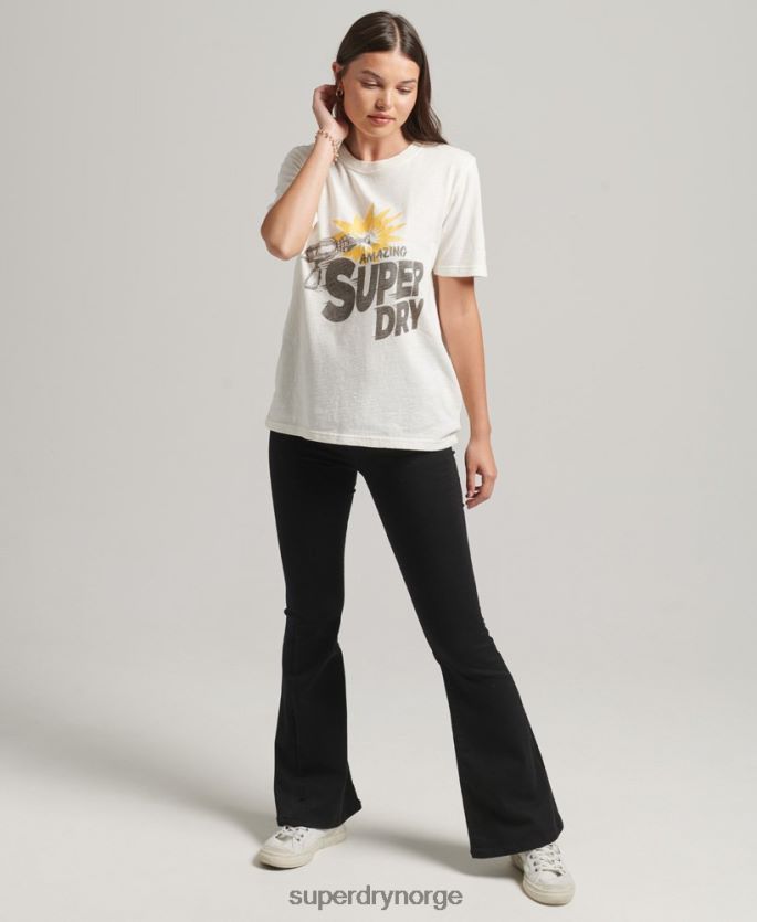 Superdry krem klær 86P46D6221 vintage indie t-skjorte kvinner
