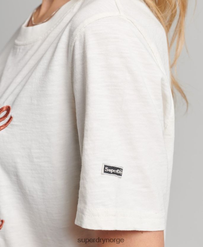 Superdry krem klær 86P46D6223 utsmykket grafisk logo t-skjorte kvinner