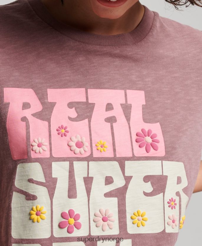 Superdry lilla klær 86P46D2618 superstate-blomstret t-skjorte kvinner