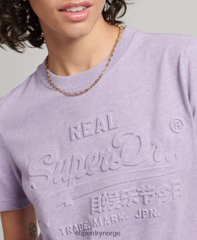 Superdry lilla klær 86P46D2652 vintage logo preget t-skjorte kvinner