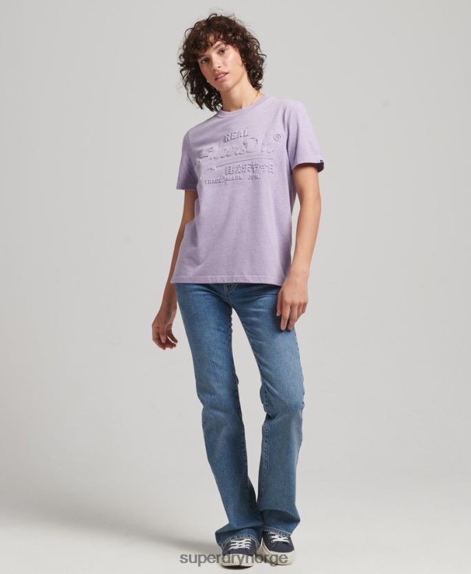 Superdry lilla klær 86P46D2652 vintage logo preget t-skjorte kvinner