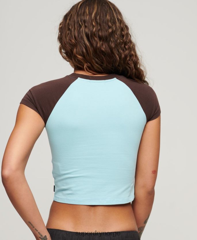 Superdry lyse blå klær 86P46D2060 beskåret baseball baby t-skjorte kvinner