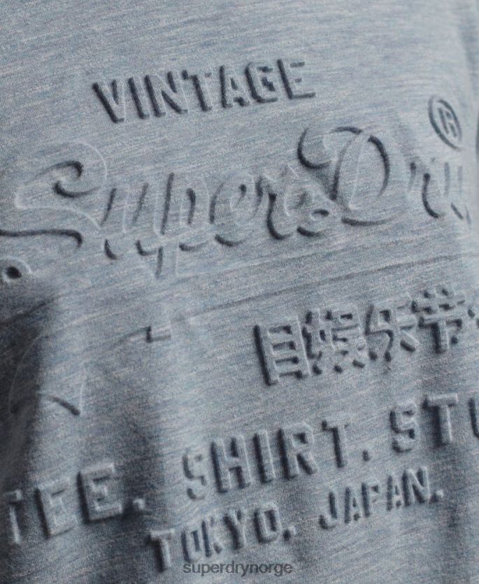 Superdry lyse blå klær 86P46D2612 vintage logo preget t-skjorte kvinner