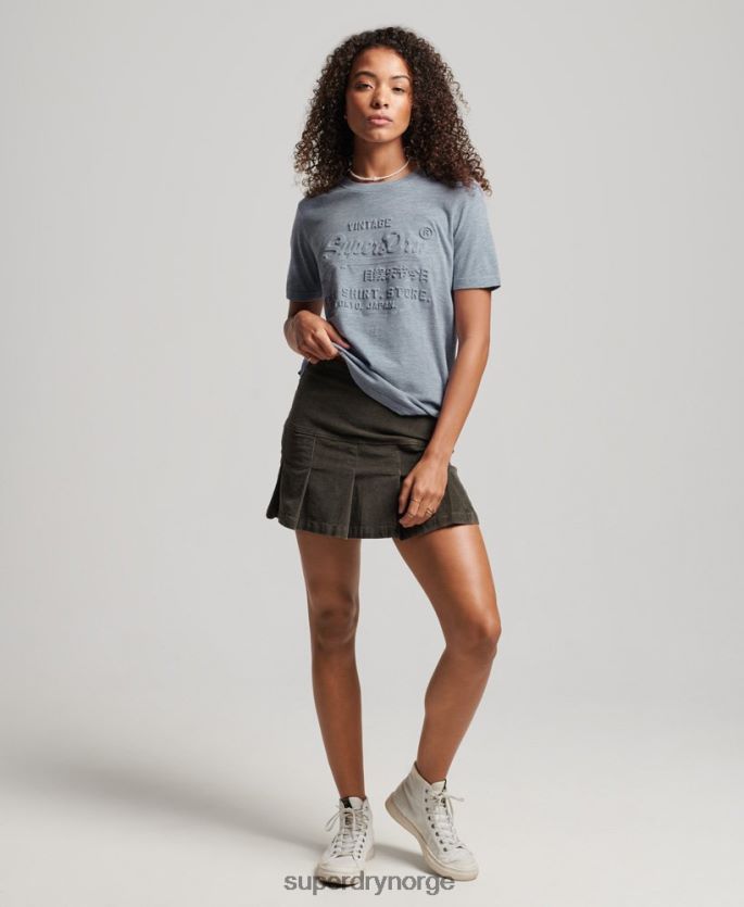 Superdry lyse blå klær 86P46D2612 vintage logo preget t-skjorte kvinner