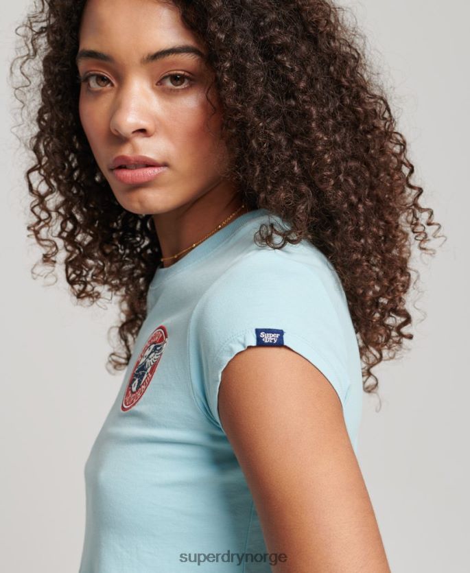 Superdry lyse blå klær 86P46D2699 vintage rull med det t-skjorte kvinner