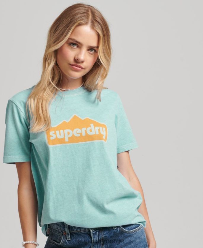 Superdry lyse blå klær 86P46D6194 90-talls terrenggrafisk t-skjorte kvinner