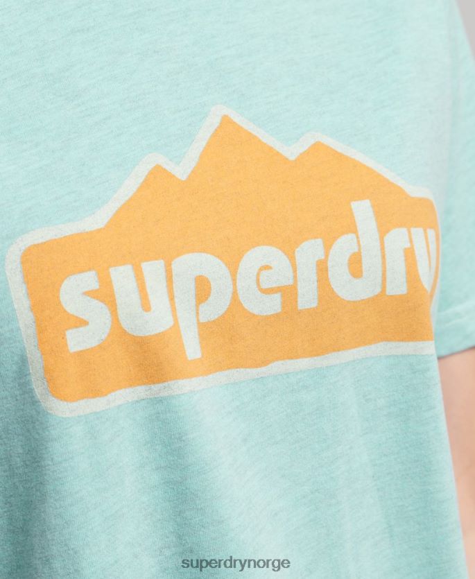 Superdry lyse blå klær 86P46D6194 90-talls terrenggrafisk t-skjorte kvinner