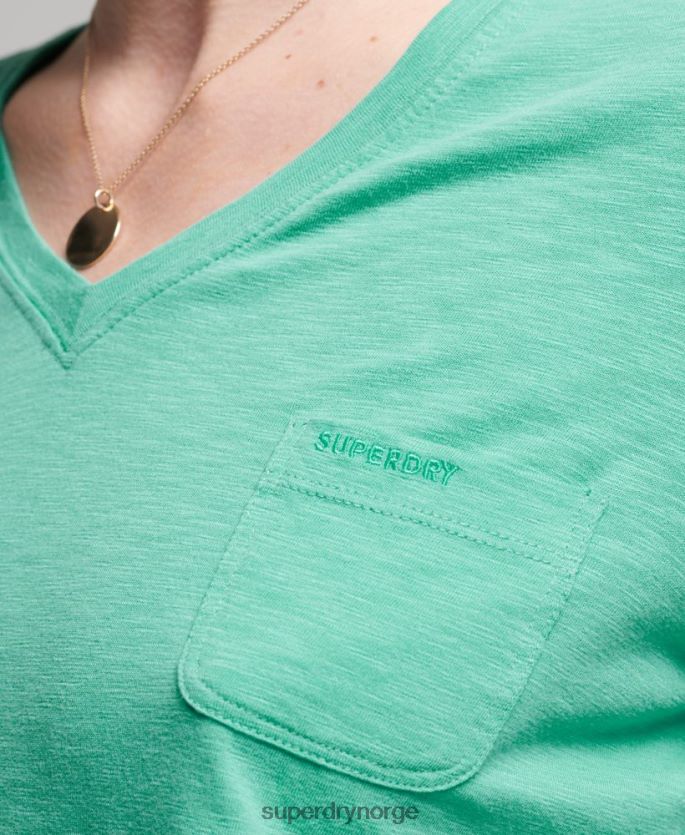Superdry lyse blå klær 86P46D6595 organisk bomull med lange armer med v-hals kvinner