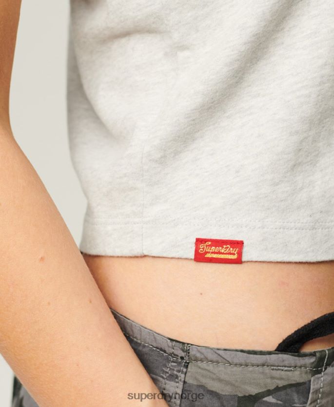 Superdry lysegrå klær 86P46D2115 grafisk t-skjorte for arbeidsklær kvinner