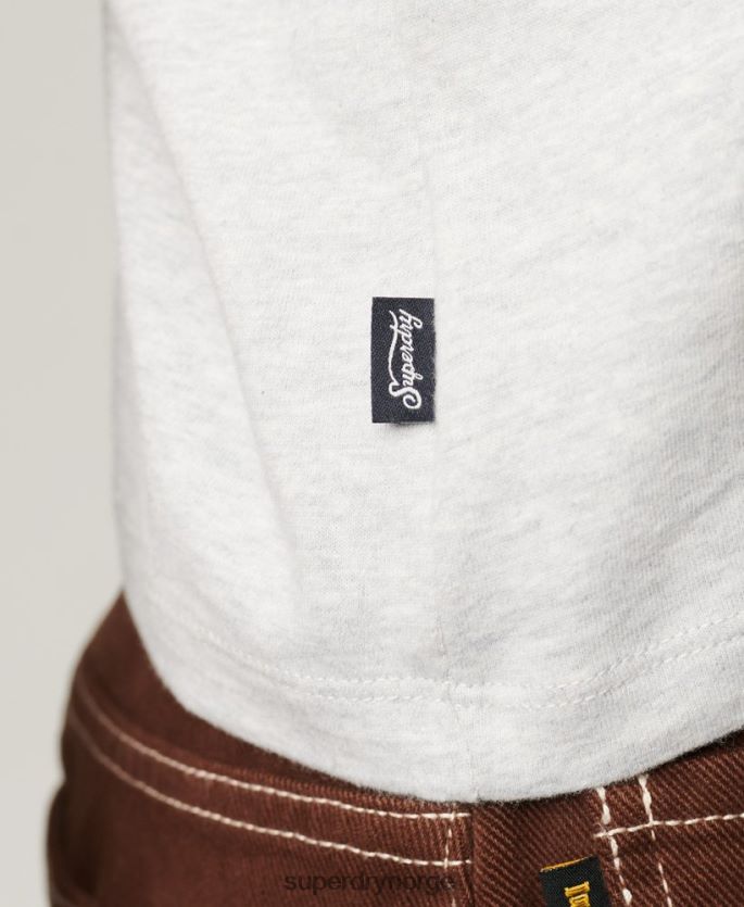 Superdry lysegrå klær 86P46D2617 vintage t-skjorte med capsermer med logo kvinner