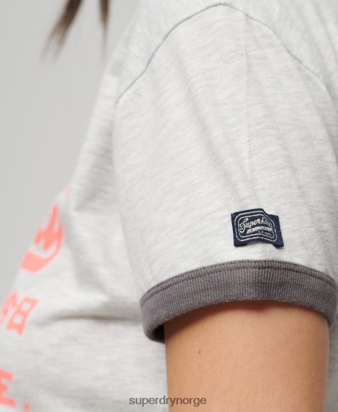 Superdry lysegrå klær 86P46D2632 neon vintage logo t-skjorte kvinner