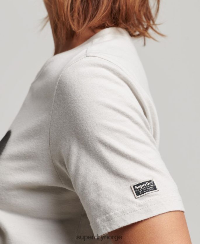 Superdry lysegrå klær 86P46D2654 vintage utsmykket t-skjorte kvinner
