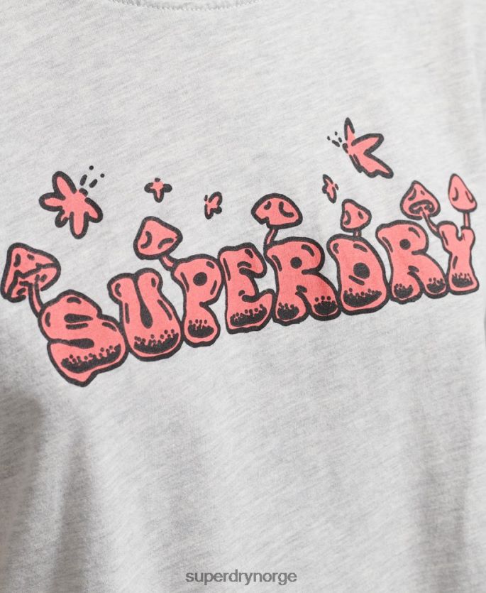 Superdry lysegrå klær 86P46D2729 woodland grafisk t-skjorte kvinner