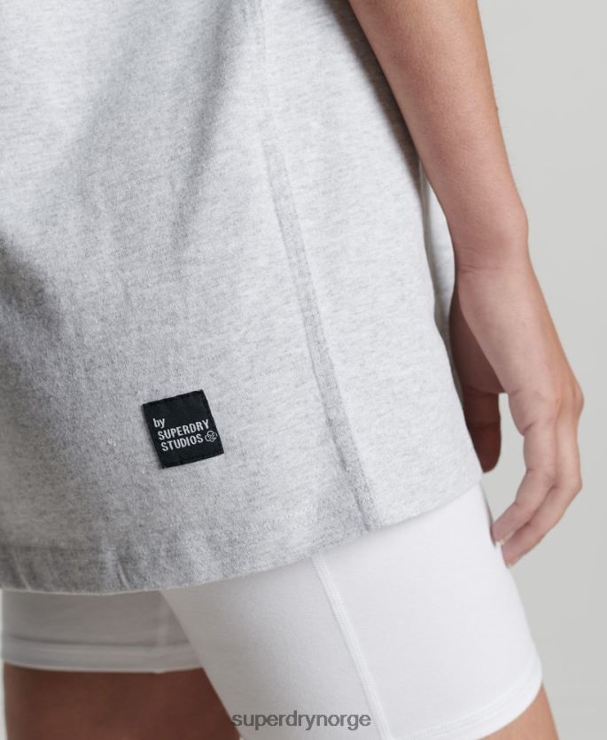 Superdry lysegrå klær 86P46D2780 resirkulert mikro mid t-skjorte kvinner