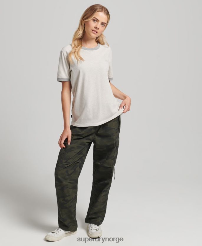 Superdry lysegrå klær 86P46D6196 vintage t-skjorte med ringer med logo i økologisk bomull kvinner