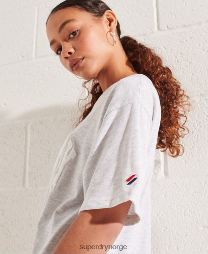 Superdry lysegrå klær 86P46D6268 varsity arch mono t-skjorte kvinner