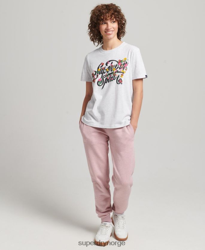 Superdry lysegrå klær 86P46D6277 blomstert-skjorte i manusstil kvinner