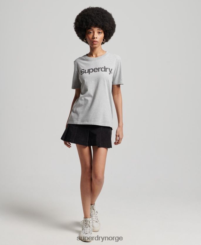Superdry lysegrå klær 86P46D6281 t-skjorte med kjernelogo kvinner