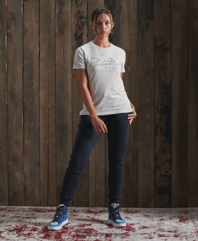 Superdry lysegrå klær 86P46D6305 vintage logo brodert t-skjorte kvinner
